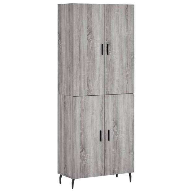 vidaXL Hoge kast 69,5x34x180 cm bewerkt hout grijs sonoma eikenkleurig