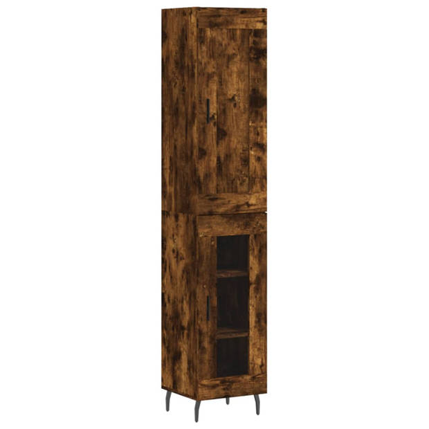 vidaXL Hoge kast 34,5x34x180 cm bewerkt hout gerookt eikenkleurig