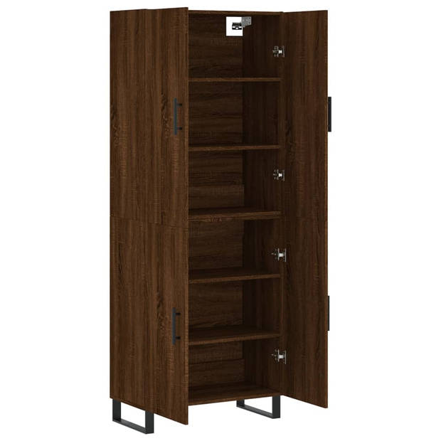 vidaXL Hoge kast 69,5x34x180 cm bewerkt hout bruin eikenkleur