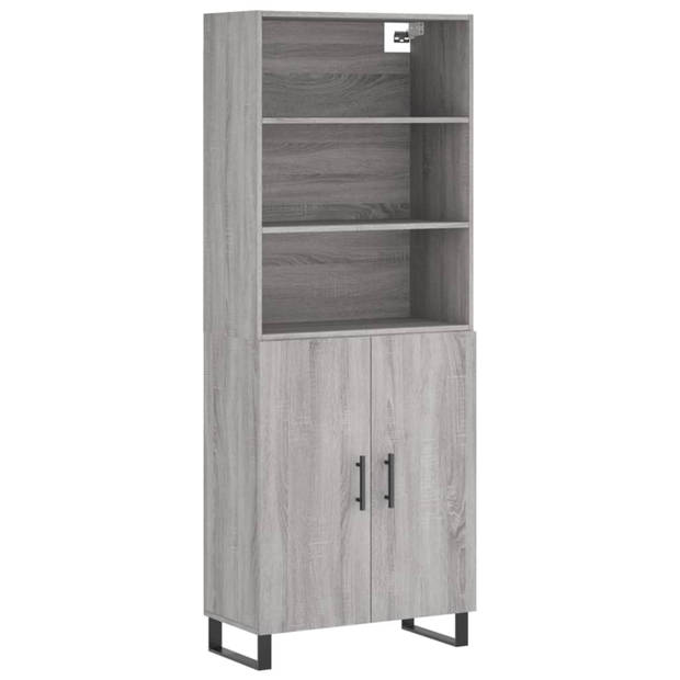 vidaXL Hoge kast 69,5x34x180 cm bewerkt hout grijs sonoma eikenkleurig