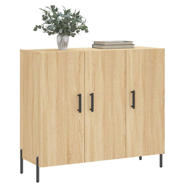 vidaXL Dressoir 90x34x80 cm bewerkt hout sonoma eikenkleurig