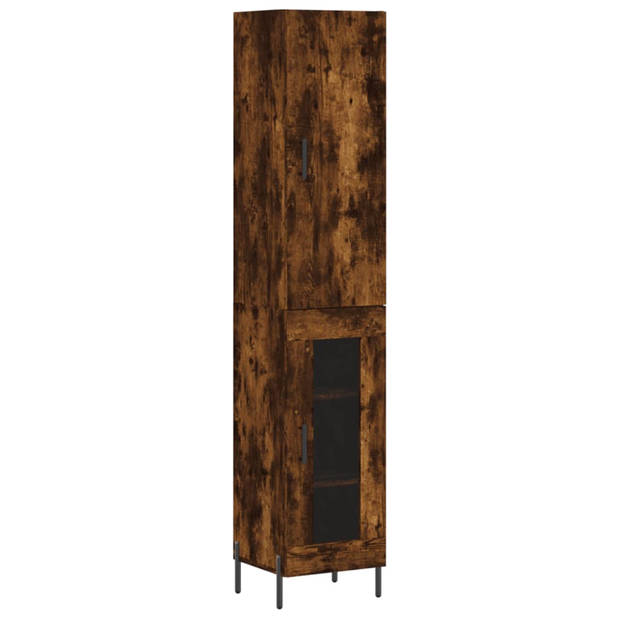 vidaXL Hoge kast 34,5x34x180 cm bewerkt hout gerookt eikenkleurig