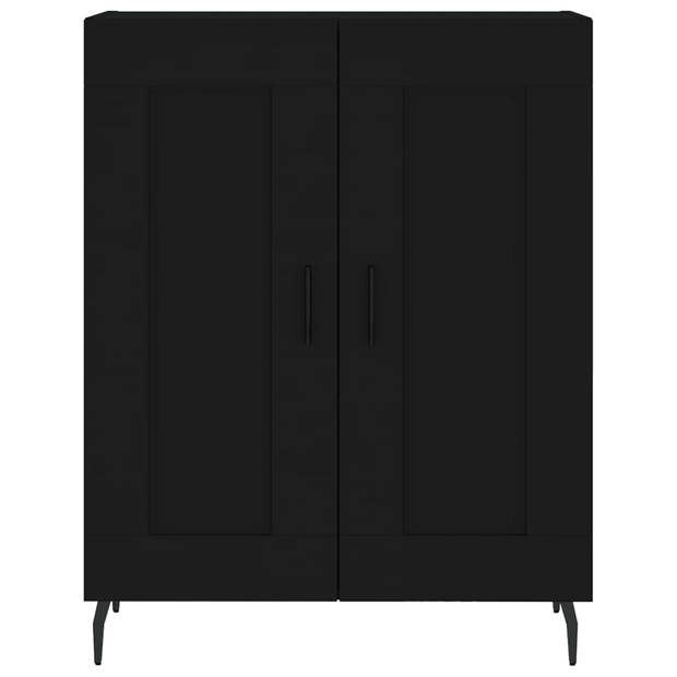 The Living Store Hoge Kast - Dressoir en Opzetkast - 69.5 x 34 x 180 cm - Zwart