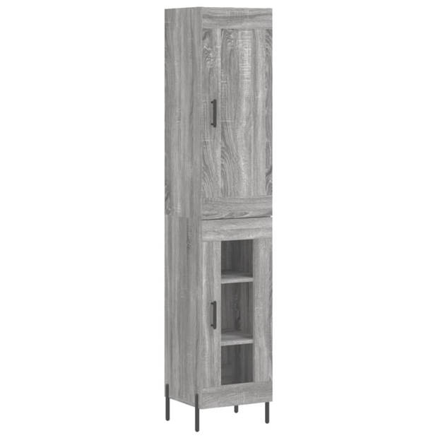 vidaXL Hoge kast 34,5x34x180 cm bewerkt hout grijs sonoma eikenkleurig