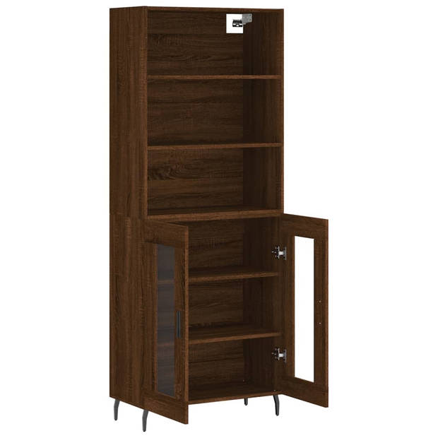 The Living Store Hoge Kast - Bruineiken - Dressoir en Opzetkast - 69.5 x 34 x 180 cm