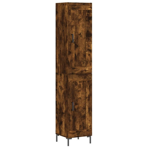 vidaXL Hoge kast 34,5x34x180 cm bewerkt hout gerookt eikenkleurig