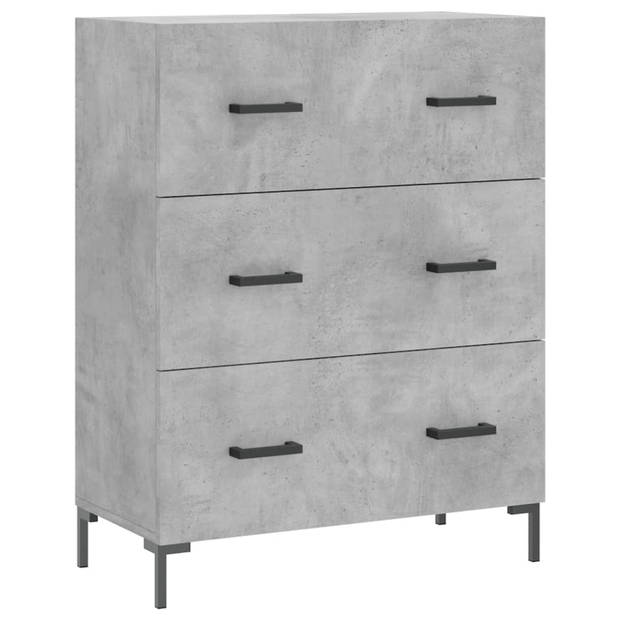 The Living Store Hoge Kast - Betongrijs - Dressoir en Opzetkast - 69.5 x 34 x 180 cm - Duurzaam Materiaal