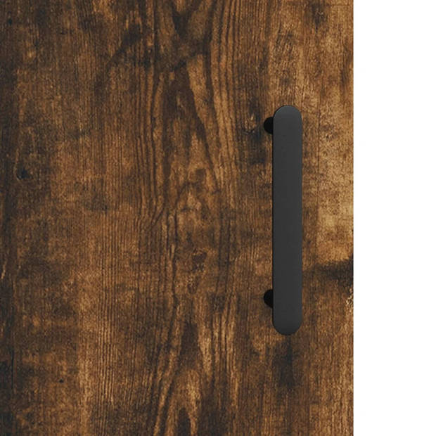 The Living Store Dressoir - Smoked Oak - 34.5 x 34 x 90 cm - Met opbergruimte - Displayfunctie - Metalen poten