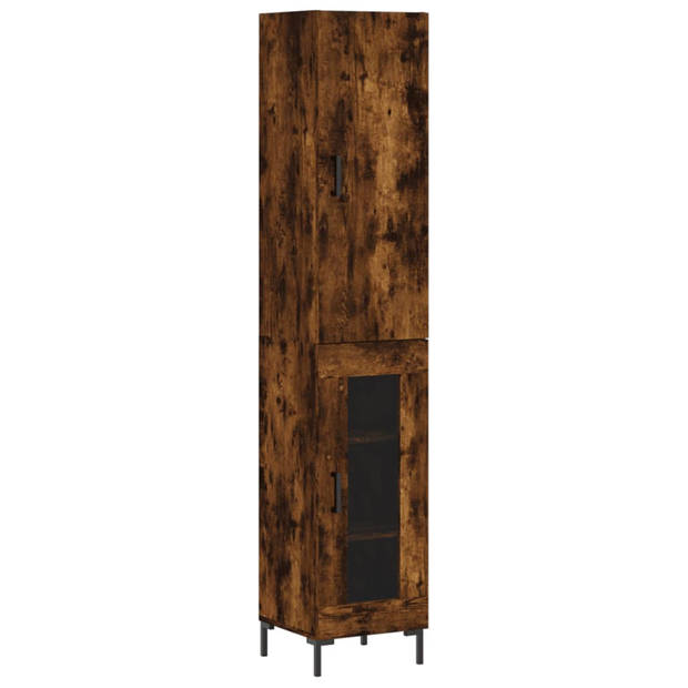 vidaXL Hoge kast 34,5x34x180 cm bewerkt hout gerookt eikenkleurig