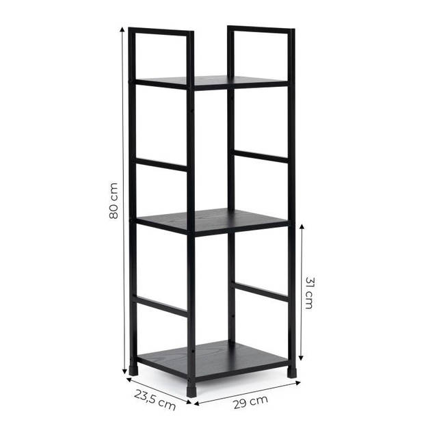 Modern Home industriële loft stijl boekenkast met 3 planken - 80 x 29 x 23,5 cm - Bruin