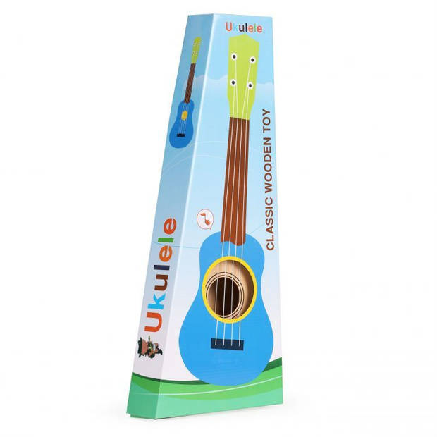 Ecotoys houten kinder ukelele/ gitaar met 4 snaren en 12 frets 17,5 x 5 x 52,5 cm beige