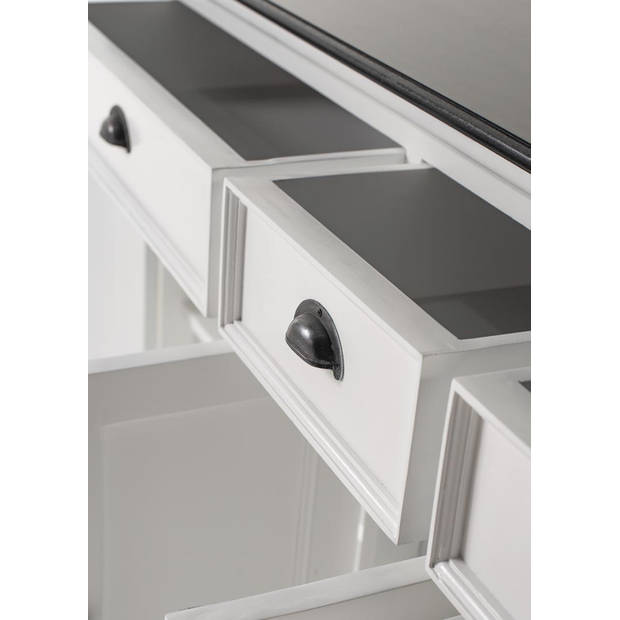 HalifaxContrast dressoir 5 deuren, 2 groote og 1 klein lade wit, zwart.