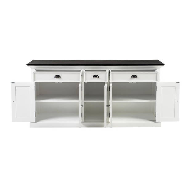 HalifaxContrast dressoir 5 deuren, 2 groote og 1 klein lade wit, zwart.