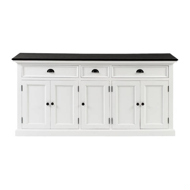 HalifaxContrast dressoir 5 deuren, 2 groote og 1 klein lade wit, zwart.