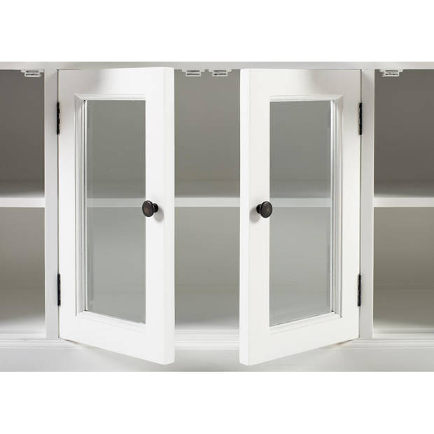 HalifaxContrast dressoir 2 glazen deuren, 2 hout deuren, 2 kleine og 1 groot lade wit, zwart.