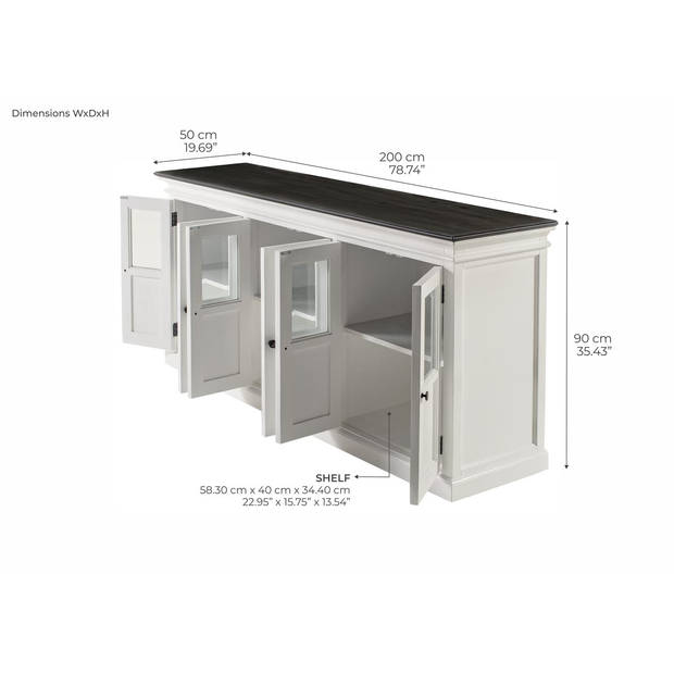 HalifaxContrast dressoir 6 deuren wit, zwart.