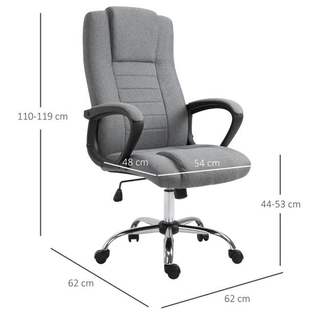 Bureaustoel in hoogte verstelbaar - Computerstoel met wipfunctie - Grijs - 62W x 62D x 110-119H cm