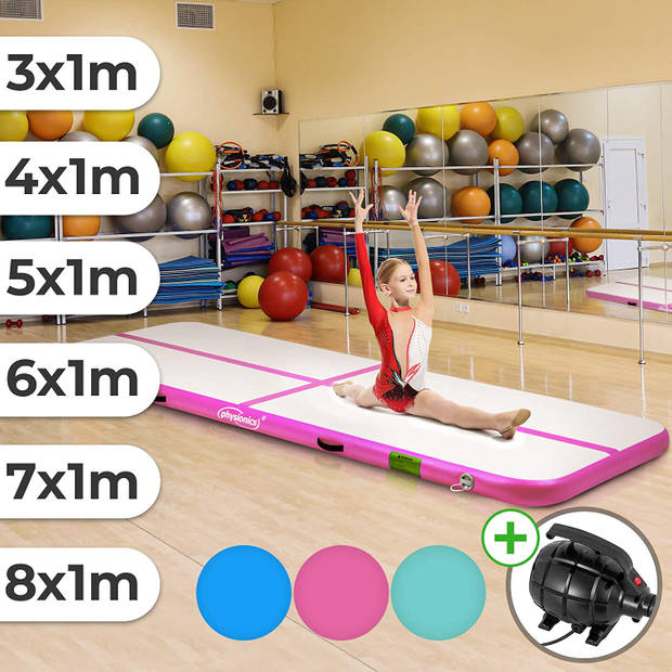 Opblaasbare PVC gym mat, 3 meter, met elektrische luchtpomp, gymnastiekmat, trainingsmat, fitnessmat