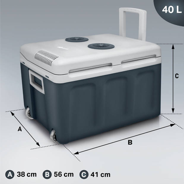 Tillvex - Koelbox, coolbox, 40 liter, grijs, minikoelkast