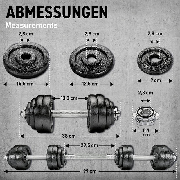 Gietijzeren 2-in-1 verstelbare halterset 30 kg