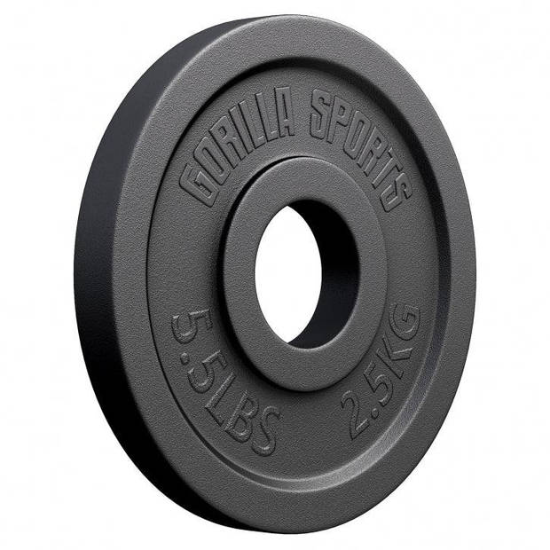 Gorilla Sports Gewichtsschijf - Olympisch - Halterschijf - 2.5 kg - Gietijzer Zwart - 50 mm