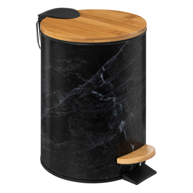 Pedaalemmer 3L Marble - Zwart - Softclose