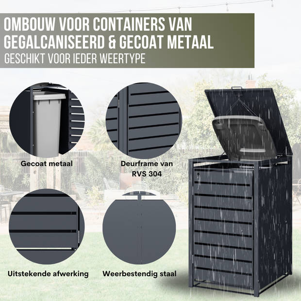 4gardenz® Containerombouw Modulair - Kliko Ombouw Berging - Hoogwaardig Materiaal - Weerbestendig - Antraciet
