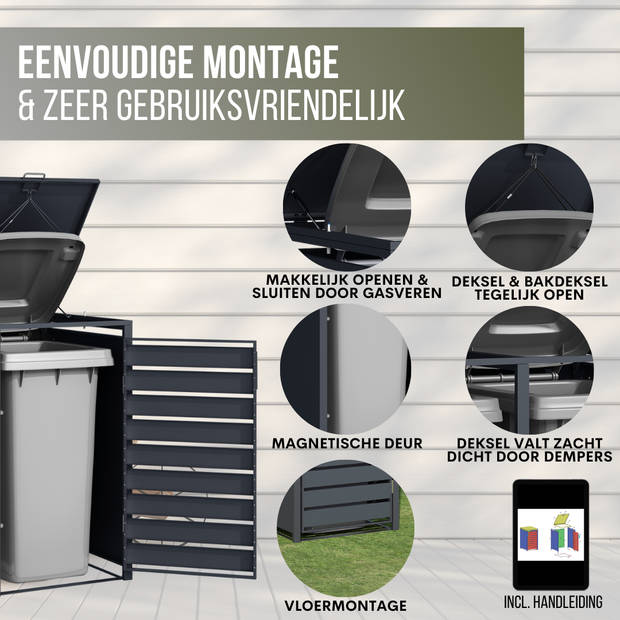 4gardenz® Containerombouw Modulair - Kliko Ombouw Berging - Hoogwaardig Materiaal - Weerbestendig - Antraciet