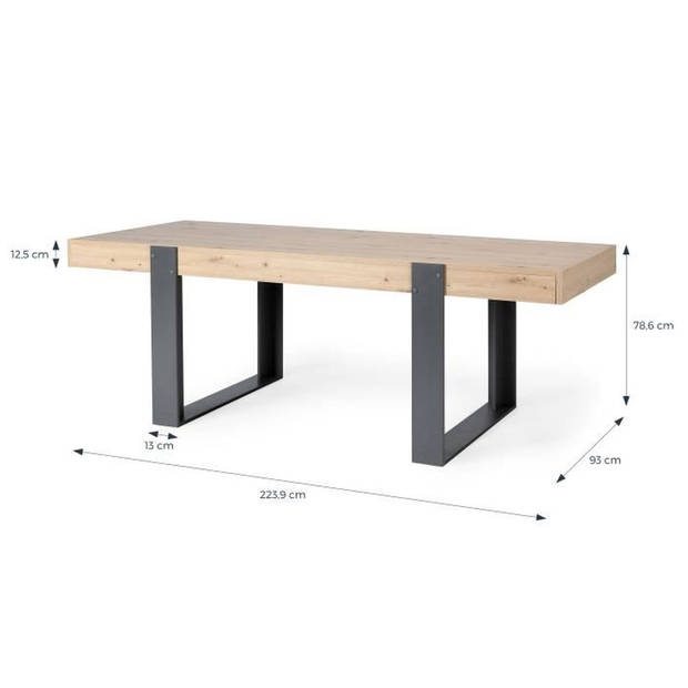 Eettafel - Rechthoekig - Spaanplaat - Industrieel - Loft - B 223,9 x D 93 x H 78,6 cm