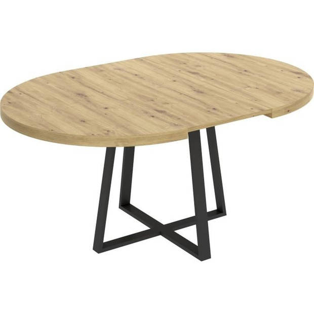 DUNA uitschuifbare ronde tafel - 4 tot 6 personen - Eiken decor - L110 x D110/152 x H77 cm