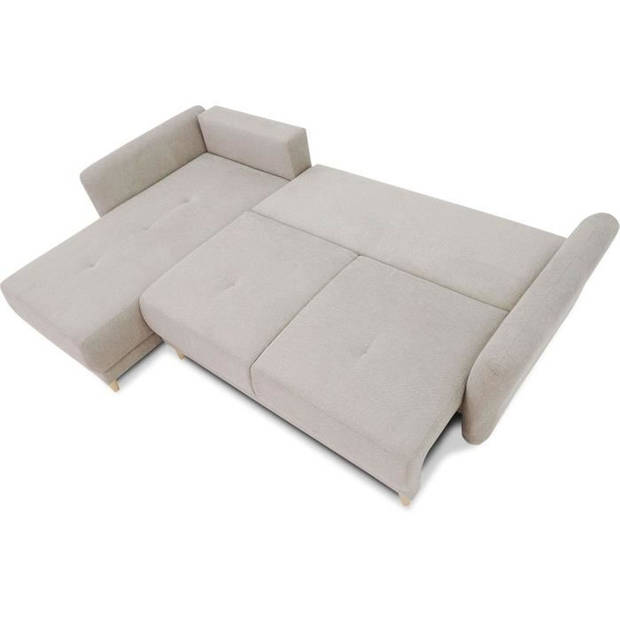 CLAUDIUS 3-4 zits omkeerbare hoekbank - Beige stof - Opbergdoos - B 244 x D 158 x H 95 cm