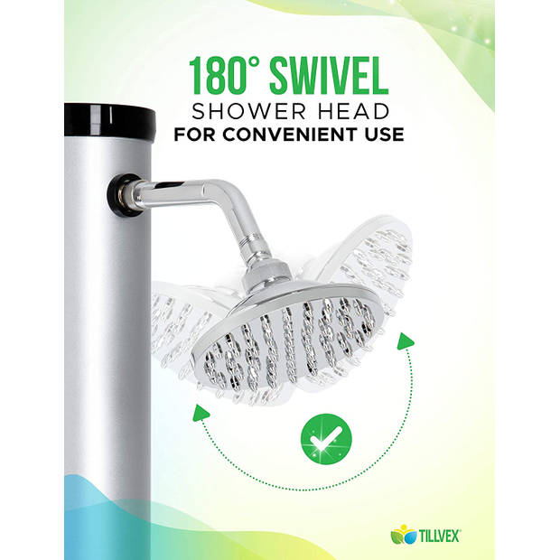Tillvex- Design zilveren tuindouche camping douche solar douche zonnedouche - 35 liter
