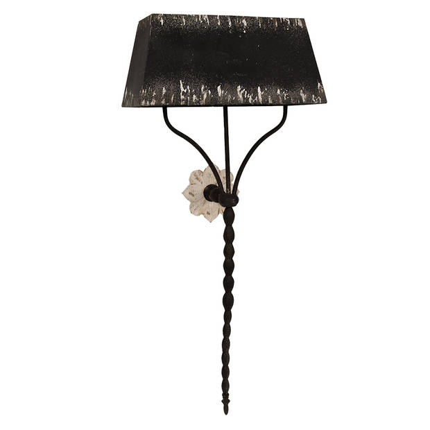 Clayre & Eef Wandlamp 124 cm Zwart Ijzer Muurlamp Zwart Muurlamp