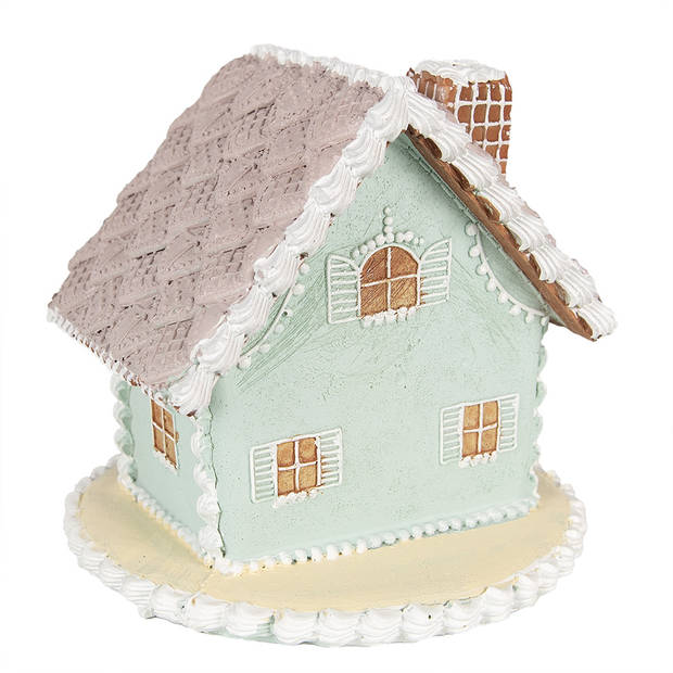 Clayre & Eef Decoratie Beeld Huis 12 cm Blauw Polyresin Blauw