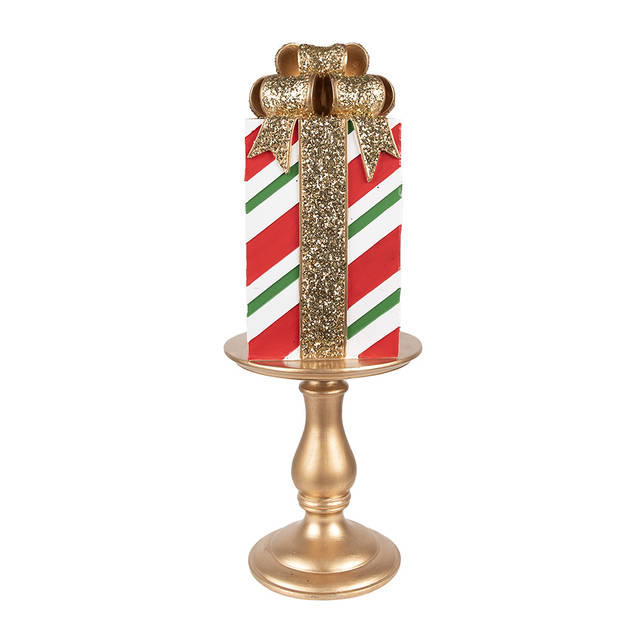 Clayre & Eef Kerstdecoratie Beeld Cadeau 46 cm Goudkleurig Polyresin Goudkleurig