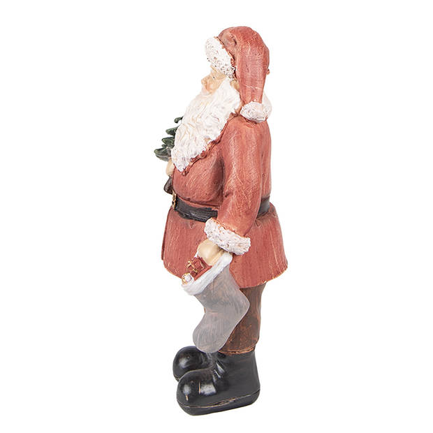 Clayre & Eef Beeld Kerstman 14 cm Rood Polyresin Kerstfiguren Rood Kerstfiguren