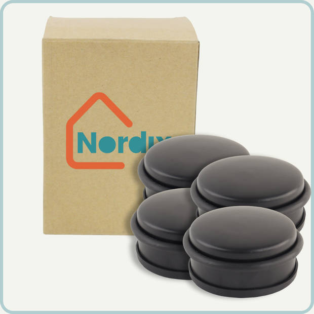 Nordix Deurstop - 4 stuks - Deurstopper - Deurbuffer - Mat Zwart - 11x5.3cm - Binnen