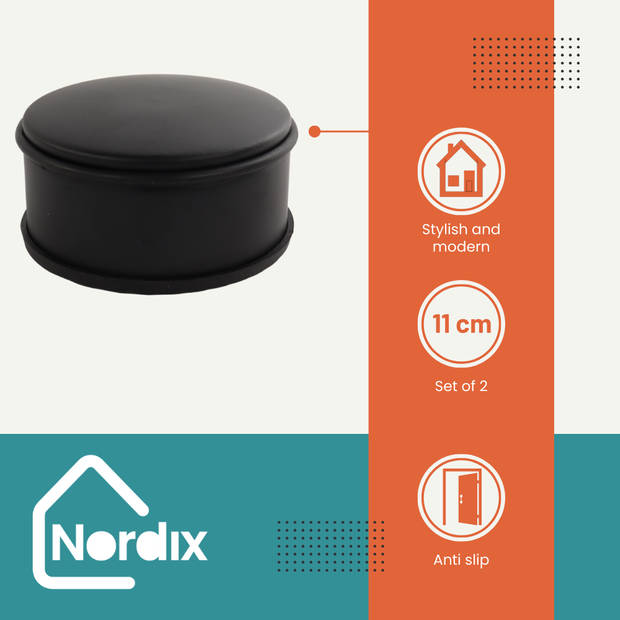 Nordix Deurstop - Deurstopper - Deurbuffer - Mat Zwart - 11x5.3cm - Binnen