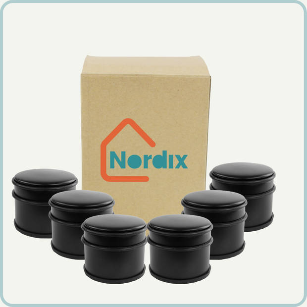 Nordix Deurstop - 6 stuks - Deurstopper - Deurbuffer - Mat Zwart - 9x7,5cm - Binnen