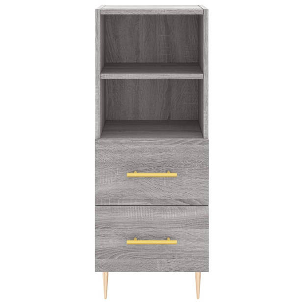 The Living Store Modern Dressoir - Grijs Sonoma Eiken - 34.5 x 34 x 90 cm - duurzaam hout/metaal