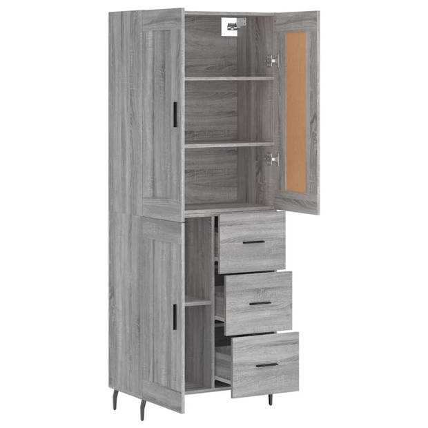 vidaXL Hoge kast 69,5x34x180 cm bewerkt hout grijs sonoma eikenkleurig