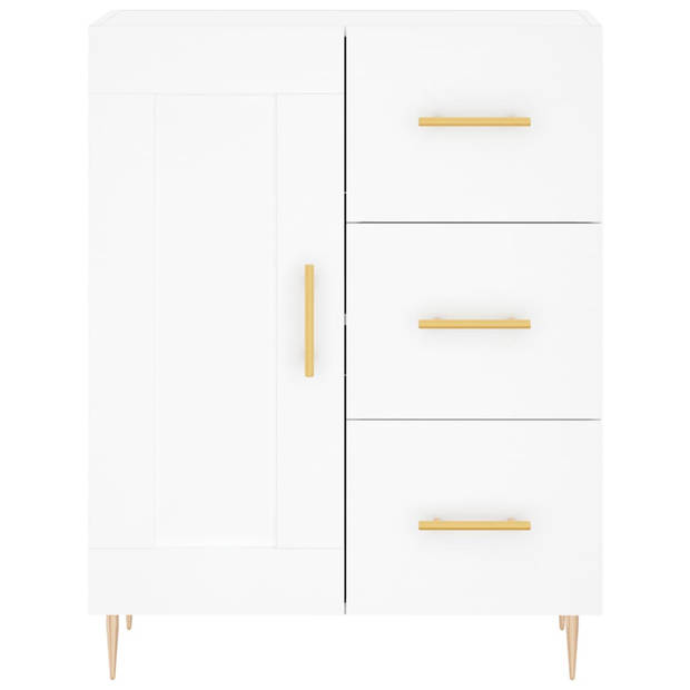 The Living Store Dressoir - Classic White - 69.5 x 34 x 90 cm - Durable Wood - Metal