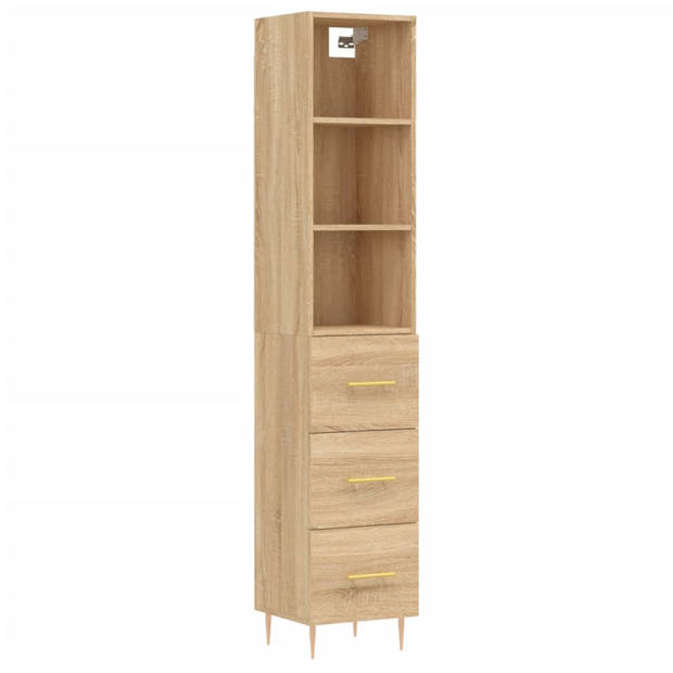 vidaXL Hoge kast 34,5x34x180 cm bewerkt hout sonoma eikenkleurig