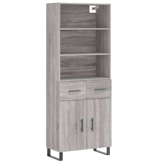 vidaXL Hoge kast 69,5x34x180 cm bewerkt hout grijs sonoma eikenkleurig