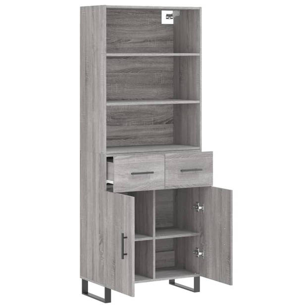 vidaXL Hoge kast 69,5x34x180 cm bewerkt hout grijs sonoma eikenkleurig