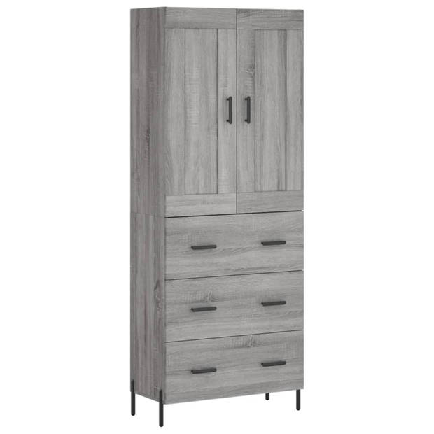 vidaXL Hoge kast 69,5x34x180 cm bewerkt hout grijs sonoma eikenkleurig