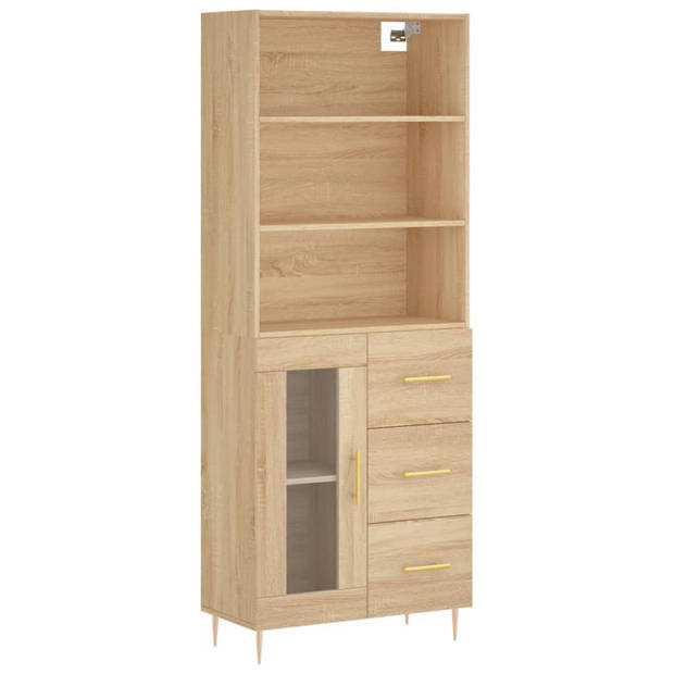 vidaXL Hoge kast 69,5x34x180 cm bewerkt hout sonoma eikenkleurig