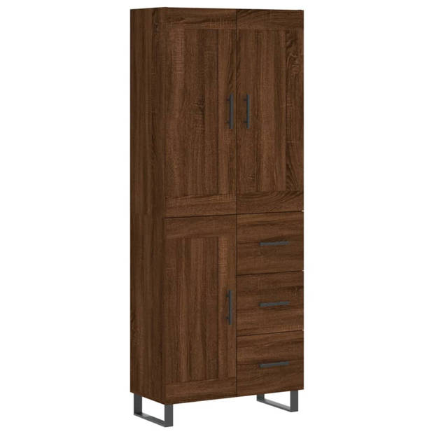 vidaXL Hoge kast 69,5x34x180 cm bewerkt hout bruin eikenkleur