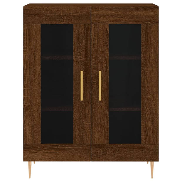 The Living Store Hoge Kast - Dressoir en Opzetkast - Bruineiken - 69.5 x 34 x 180 cm