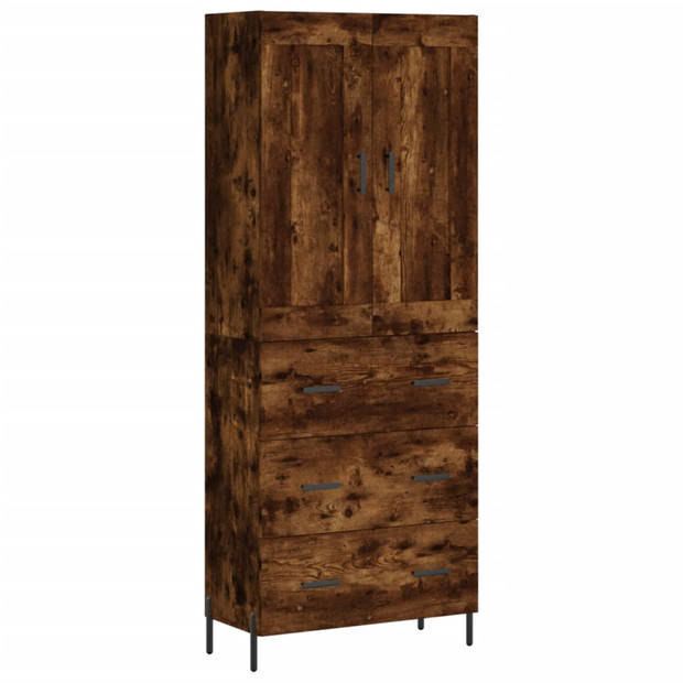 vidaXL Hoge kast 69,5x34x180 cm bewerkt hout gerookt eikenkleurig